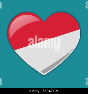 heart with indonesian or monaco  flag vector symbol illustration Stock Vector
