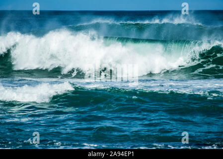 Large ocean waves crashing near the shore; Wellington, North Island, New Zealand Stock Photo