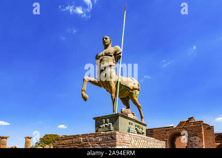 Bronze statue of a centaur at an excavation site; Pompeii, Province of Naples, Campania, Italy Stock Photo