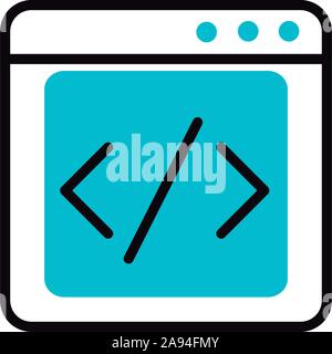 website coding social media icon line and fill vector illustration Stock Vector