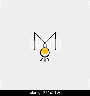 Bulb Idea Letter M Logo Template Vector Stock Vector