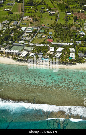 Edgewater Resort, Rarotonga, Cook Islands, South Pacific - aerial Stock Photo