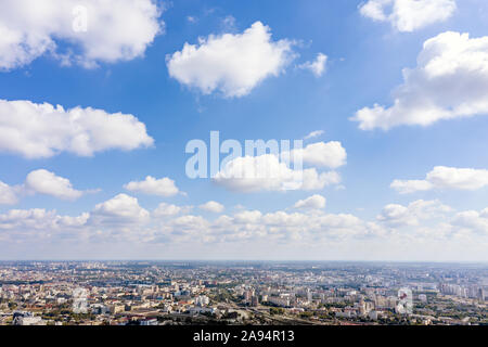 panoramic aerial view of summer cityscape under blue sky. Minsk, Belarus Stock Photo
