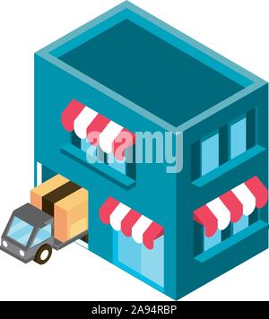 truck cargo online shopping market vector illustration Stock Vector ...