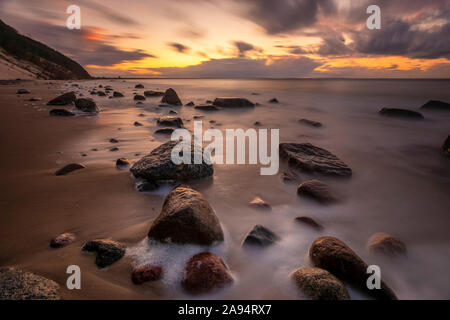 Sunset over the Baltic Sea, Wolin National Park, Poland Stock Photo