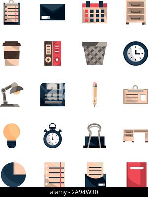 office work business equipment icons set vector illustration Stock Vector
