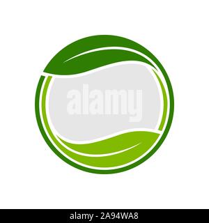 Organic Leaf Circle Emblem Vector Symbol Graphic Logo Design Template Stock Vector