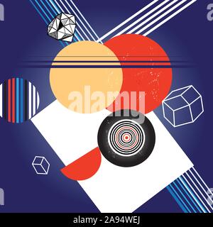 Abstract modern vector background with geometric shapes and linear elements. Example for poster or web page Stock Vector