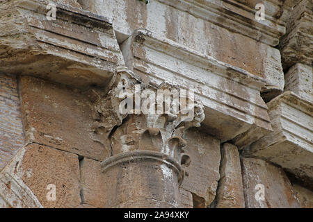 detail of corinthian columns outside the Colosseum in Rome, Italy one of the World's most famous landmarks Stock Photo