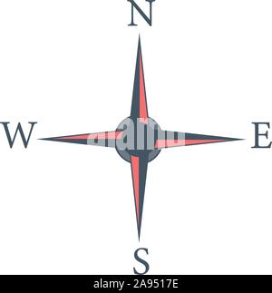 Four cardinal directions, or cardinal points. Compass rose with North, South, East and West indicated, Stock Vector illustration isolated on white Stock Vector