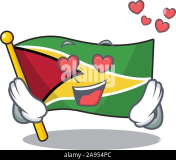 In love flag guyana as with cartoon design Stock Vector