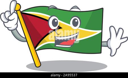 Confident flag guyana finger cartoon character style Stock Vector