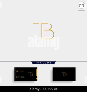 Letter TB BT T B Logo Design Simple Vector Stock Vector
