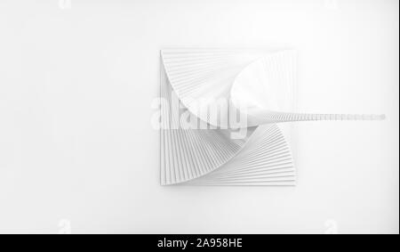 Abstract digital geometric background, white parametric spiral installation, 3d rendering illustration Stock Photo