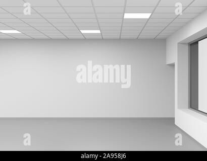 Abstract empty open space office interior fragment, 3d rendering illustration Stock Photo