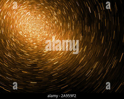 Swiring vortex of light - particles. Science - physics maybe. Dark background. Stock Photo