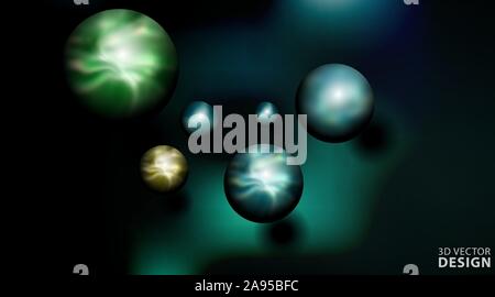 Realistic 3d ball vector illustration. sphere in dark background Stock Vector