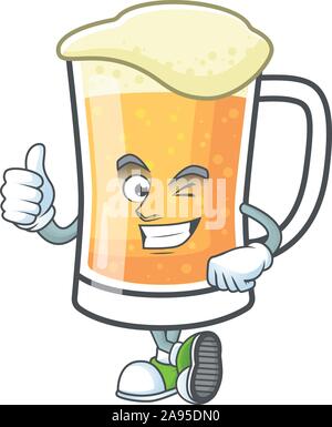 Mug of beer in a thumbs up character Stock Vector