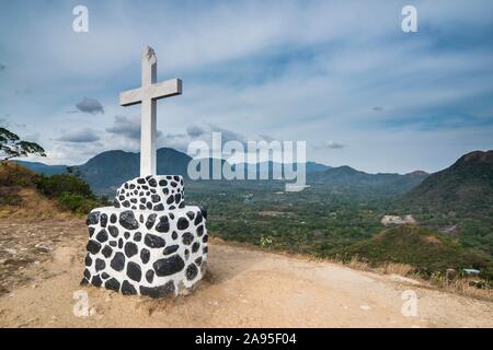 Cross on an overlook over El Valle de Anton, Panama Stock Photo
