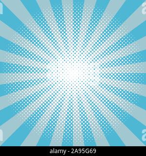 Winter snow round sunburst halftone blue pattern Stock Vector