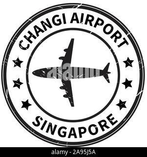 changi airport singapore stamp on white background. changi airport singapore logo. airport stamp sign. Singapore aerodrome symbol. Stock Vector
