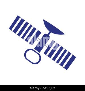A dark blue cutely drawn satellite on white Stock Vector