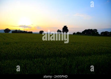 Sunset San Gimignano Tuscany Stock Photo