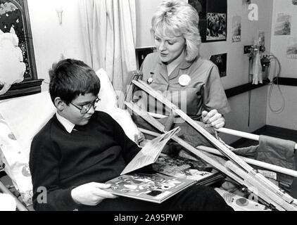 Children's ward, Queen's Medical Centre, Nottingham UK March 1989 Stock Photo