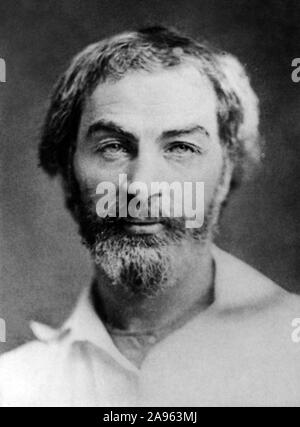 Vintage portrait photo of American poet, essayist and journalist Walt Whitman (1819 – 1892). Photo circa 1854. Stock Photo