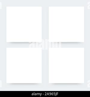 Square Blank Flyers Mockup. Vector Illustration of Paper Posters Design for Promotion. White paper realistic mockup Stock Vector