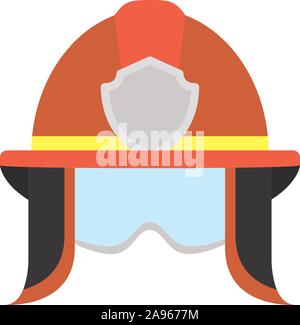 firefighter helmet with goggles flat style icon vector illustration design Stock Vector