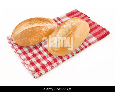 Two bread rolls against white background Stock Photo