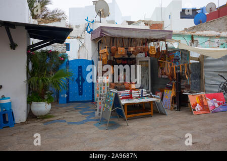 Asilah, Morocco-September 10, 2019: Touristic shop with souvenirs in the medina of Asilah, Morocco Stock Photo