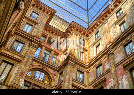 Rome, Italy - October 18, 2019: Skylight Window and Colourful Facade at Galleria Sciarra in Rome, Italy Stock Photo