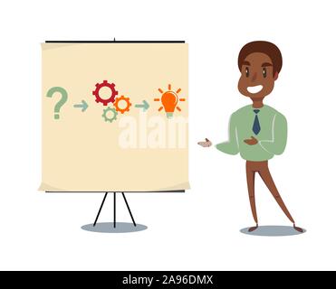 black african american Professor teaching business theories Stock Vector