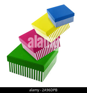 Gift boxes isolated against white background Stock Photo
