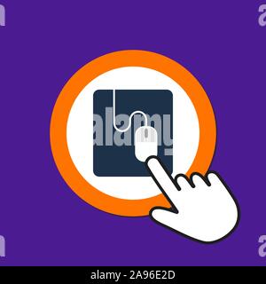 Computer mouse icon. Use mouse device concept. Hand Mouse Cursor Clicks the Button. Pointer Push Press Stock Vector