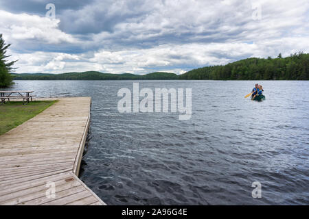 Canada Ontario Algonquin Park, canoeing on the lake Stock Photo