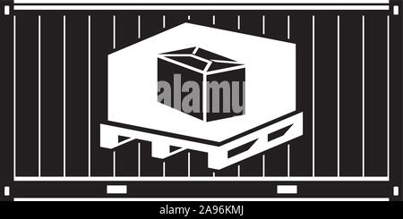 Cargo container with pallet and carton for transportation of goods - vector transportation Stock Vector