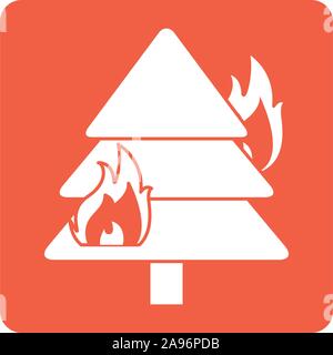 fire burning tree block line style icon vector illustration design Stock Vector