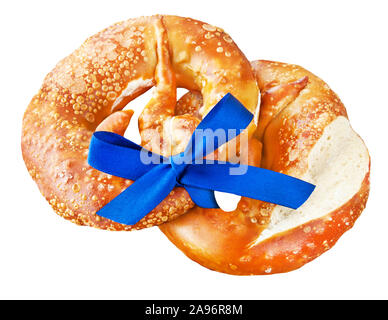 Pretzel against white background Stock Photo