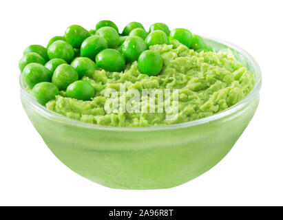 Peas - Puree and white background Stock Photo