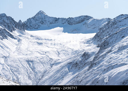 Alpine mountain landscape along the iconic Furkapss road in the swiss alps, Switzerland, Western Europe Stock Photo