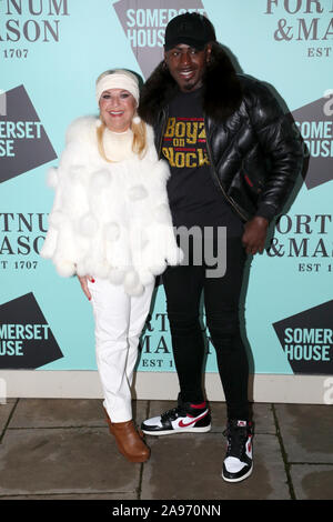 Vanessa Feltz and Ben Ofoedu arriving at the launch of Skate at Somerset House with Fortnum & Mason, at Somerset House, London. Stock Photo
