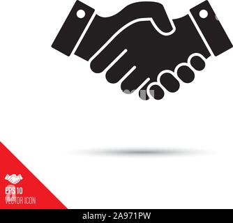 Businessmen handshake glyph icon. Success and agreement symbol vector illustration. Stock Vector