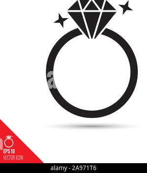 Diamond ring glyph icon. Success and wealth symbol vector illustration. Stock Vector