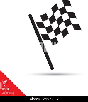 Checkered racing finish flag glyph icon. Success symbol vector illustration. Stock Vector