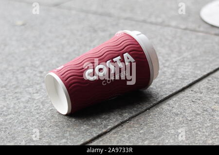 Disposable Costa Cup Littering the Ground Stock Photo