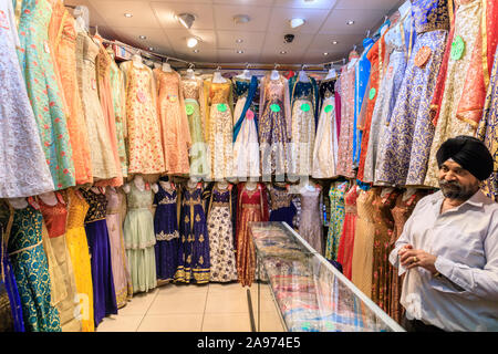 Punjabi Indian and Asian dresses and saris on display