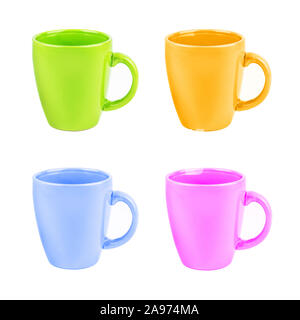 Four mugs against isolated white background Stock Photo